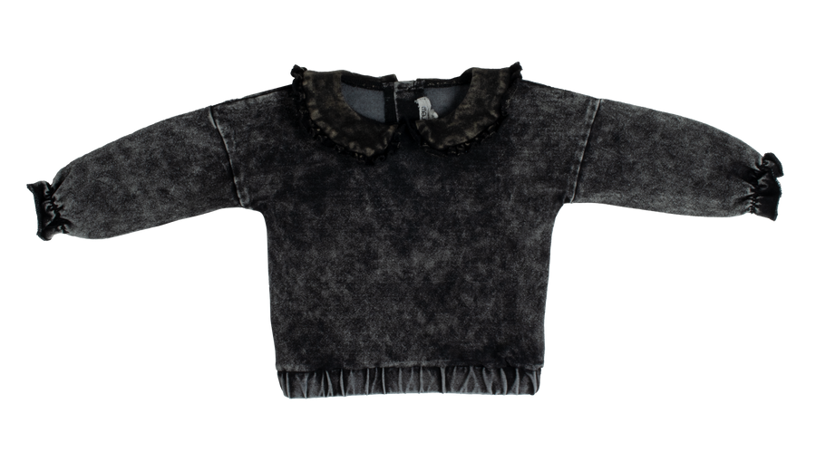 Denim black ruffle collar set by Crew Kids