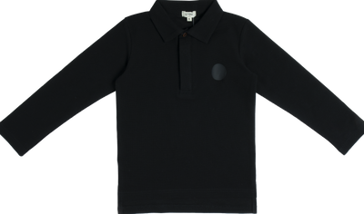 Waffle black polo by Crew Basics