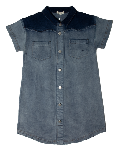 Two tone blue denim dress by Crew Kids