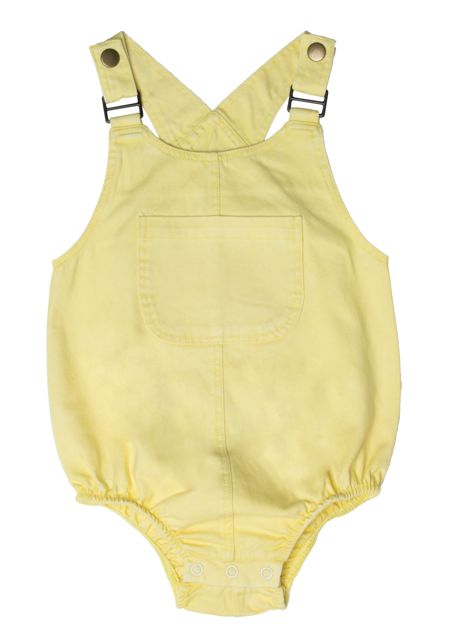 Jean wash yellow romper by Crew Kids