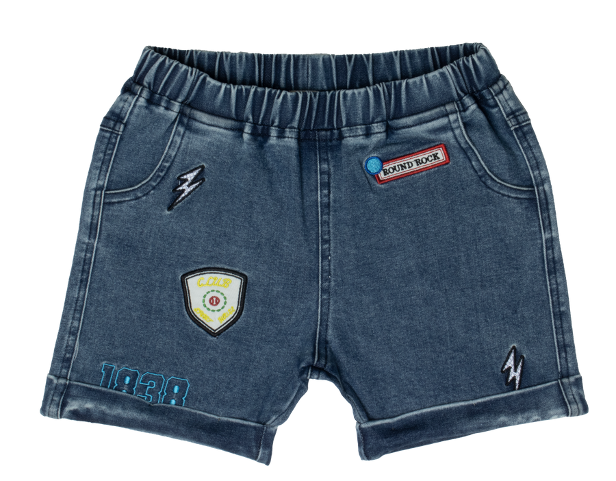 Patch stitch blue shorts by Crew Kids