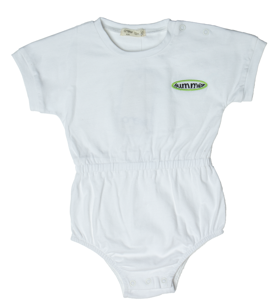 Patch stitch white romper by Crew Kids