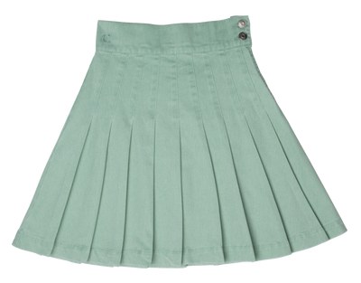 Waisted green pleated skirt by Crew Basics