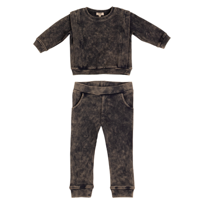 Acid wash navy set by Crew Kids