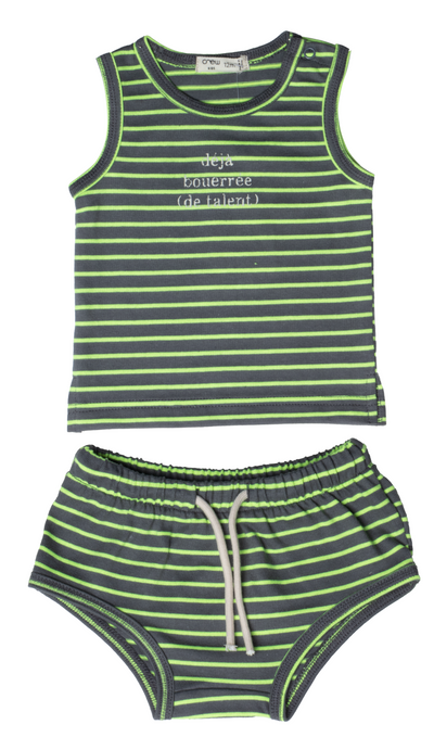 Neon stripe green set by Crew Kids