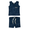 Rib blue shorts set by Crew Kids