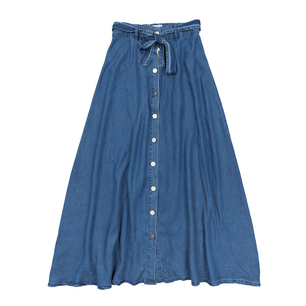 Ivy tencel denim button skirt by Luna Mae