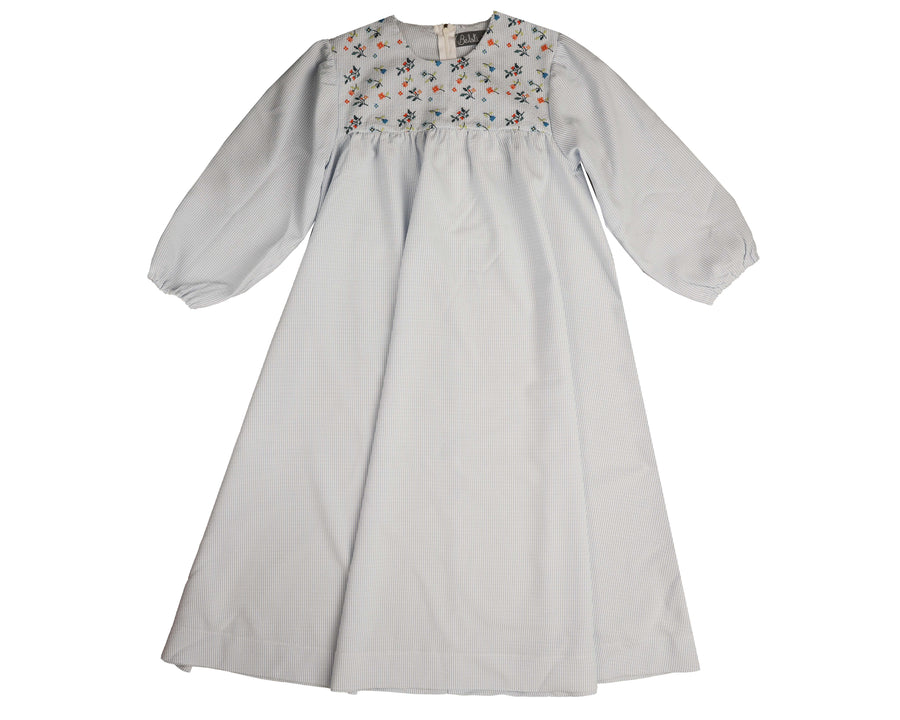 Embroidered round yoke rick rack dress by Belati