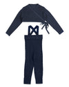 Wrap knit navy overall set by Belati