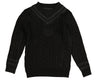 Cable v-neck black emblem sweater by Belati