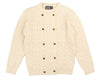 Cable double breasted cream emblem sweater by Belati