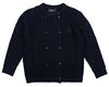 Cable double breasted navy emblem sweater by Belati