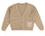 Slub contrast beige binding emblem cardigan by Belati