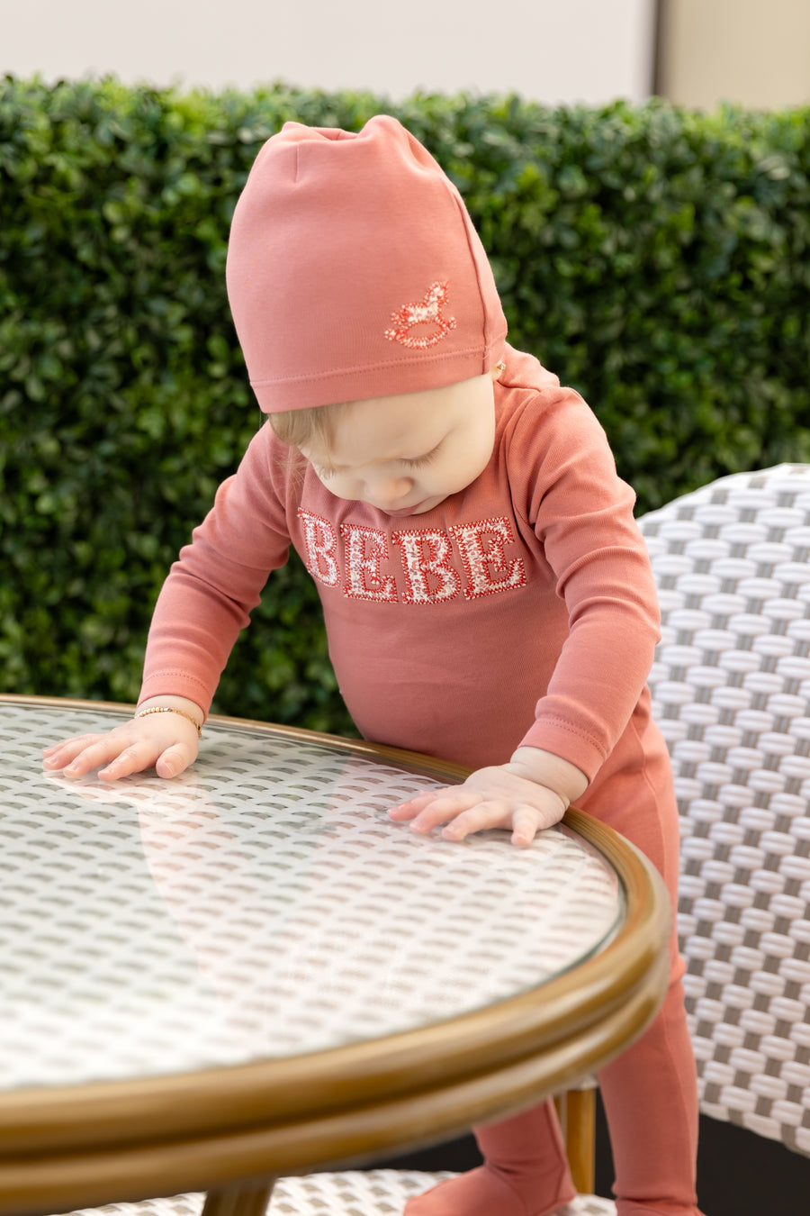 Bebe ditsy print petal footie + beanie by Bee & Dee