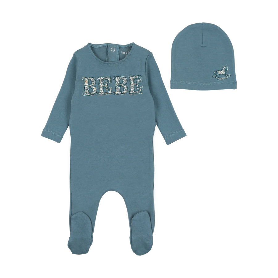 Bebe ditsy print marine footie + beanie by Bee & Dee