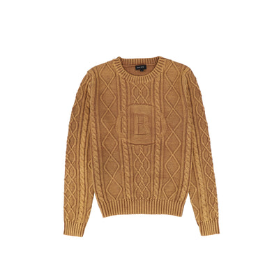 Braided camel embroidered sweater by Bamboo