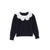 Textured knit detail navy collar sweater by Bamboo