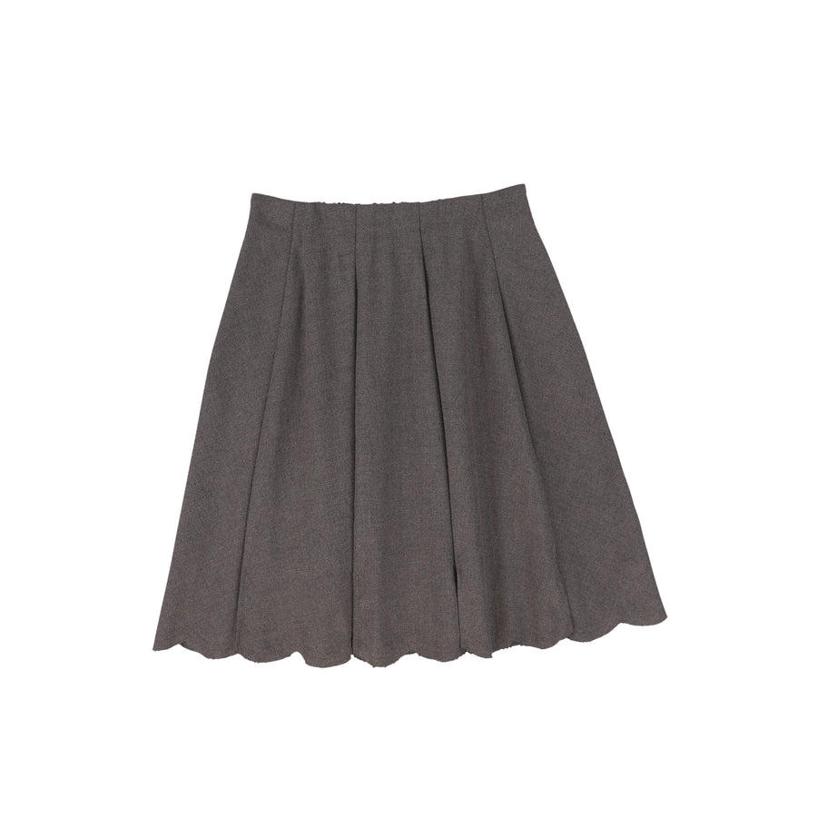 Wool scallop pleated charcoal skirt by Bace