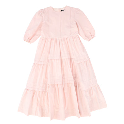 Poplin tiered mauve pleated dress by Bamboo