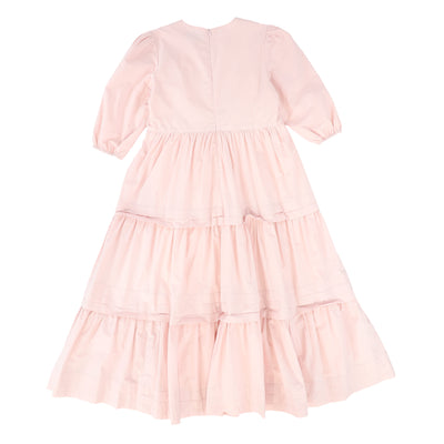 Poplin tiered mauve pleated dress by Bamboo