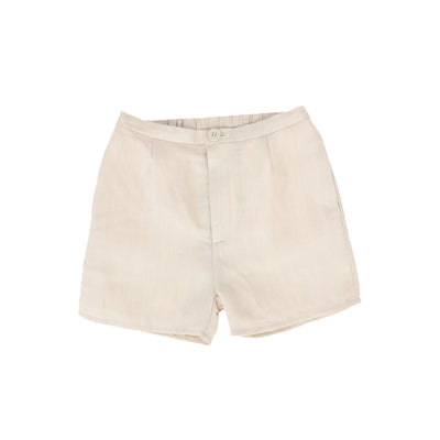 Textured linen tan shorts by Le Bourdon