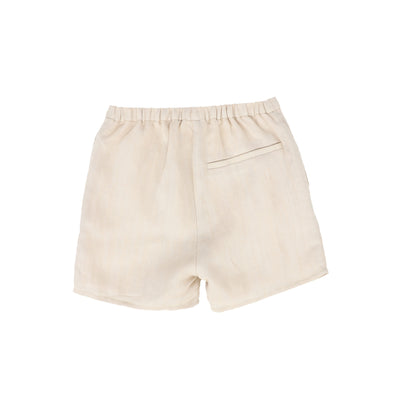 Textured linen tan shorts by Le Bourdon