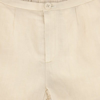 Textured linen tan shorts by Le Bourdon