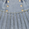 Low cut blue denim pleated skirt by Bace