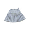 Low cut blue denim pleated skirt by Bace