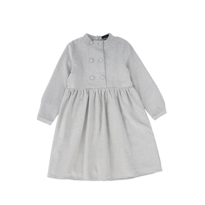 Wool button light grey waisted dress by Bamboo