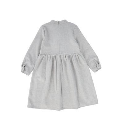 Wool button light grey waisted dress by Bamboo