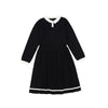 Knit pleated black trim collar dress by Bamboo