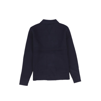 Double breasted navy knit blazer by Bamboo