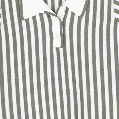 Striped collar sage sweater by Le Bourdon