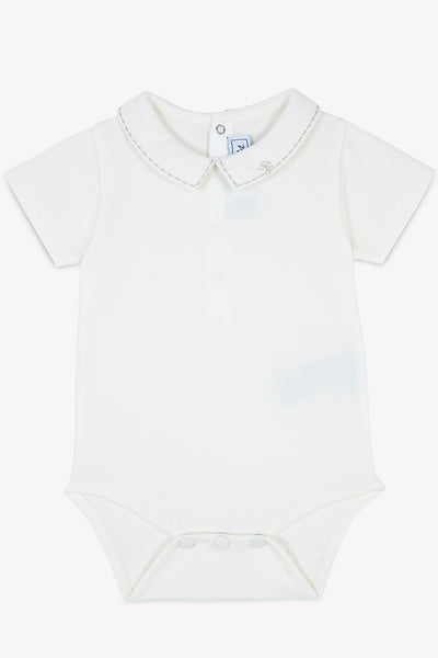 Collared taupe stitch onesie by Tartine Et Chocolat