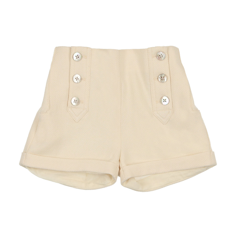 Button cream pull on shorts by Coco Blanc