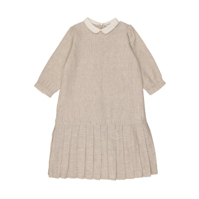 Sand linen drop pleat dress by Coco Blanc