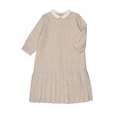 Sand linen drop pleat dress by Coco Blanc