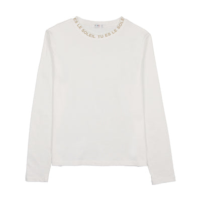 Crew neck white with tan tee by Coco Blanc