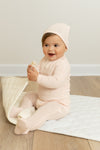 Carriage pink pointelle footie + beanie by Bee & Dee