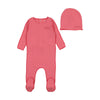 Classic ribbed coral footie + beanie by Bee & Dee