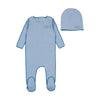 Classic ribbed blue footie + beanie by Bee & Dee