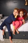 Varsity electric pink colorblock pajamas by Little Parni