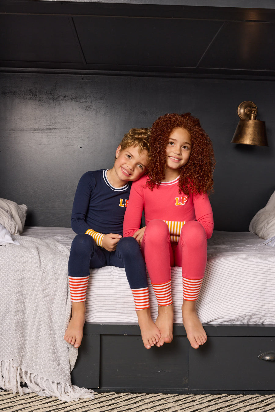 Varsity electric pink colorblock pajamas by Little Parni