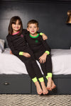 Heart lock neon black/pink cuff pajamas by Little Parni