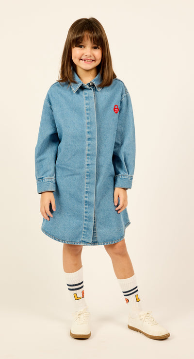 Blue denim shirt dress by Little Parni