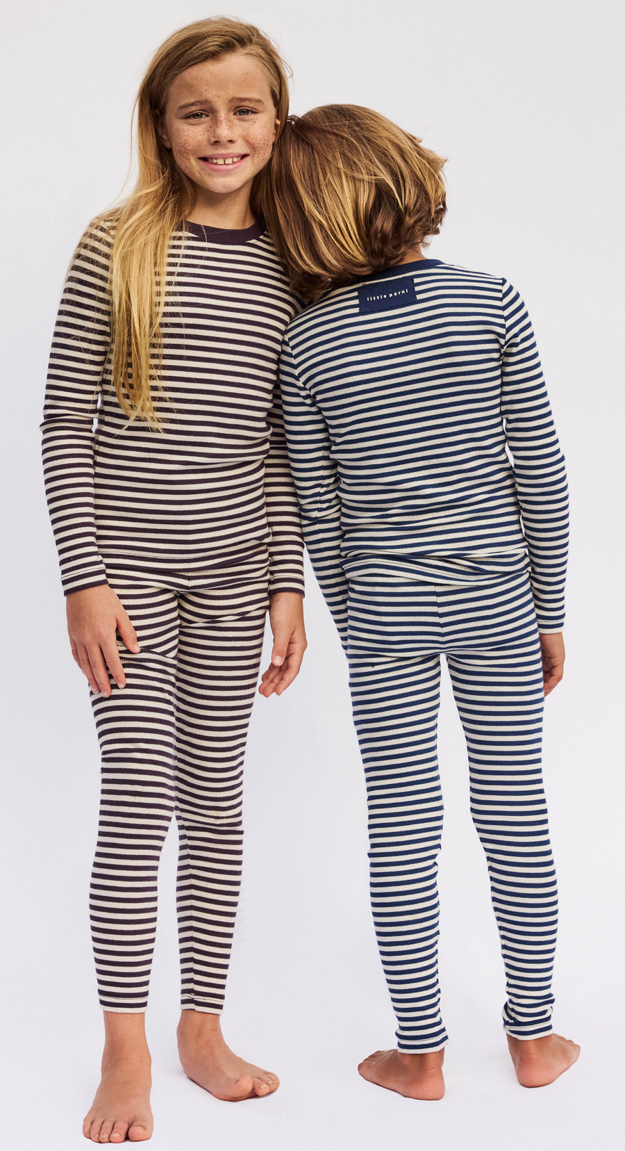 Striped blue/ivory pajamas by Little Parni