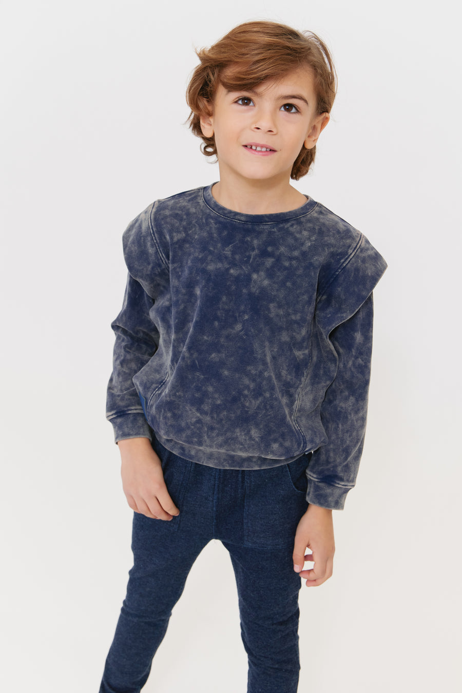 Acid wash navy top by Crew Kids