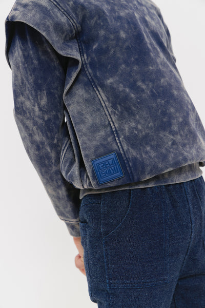 Acid wash navy top by Crew Kids