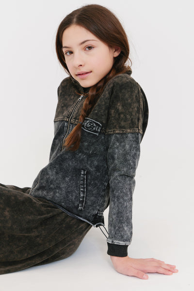 Denim black zip up by Crew Kids